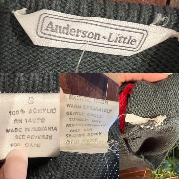 Vintage Anderson-Little 80s Striped Sweater Vest Gray Red Mens Small Academia - Picture 9 of 17